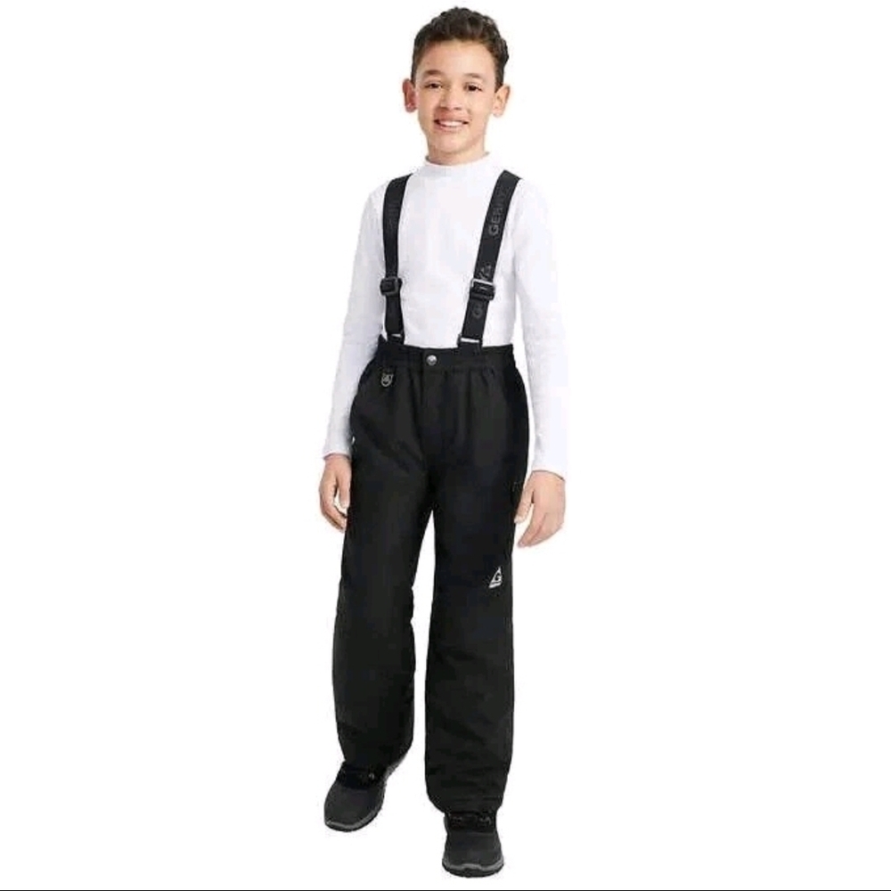 Kids Black Snow Pants with Suspenders